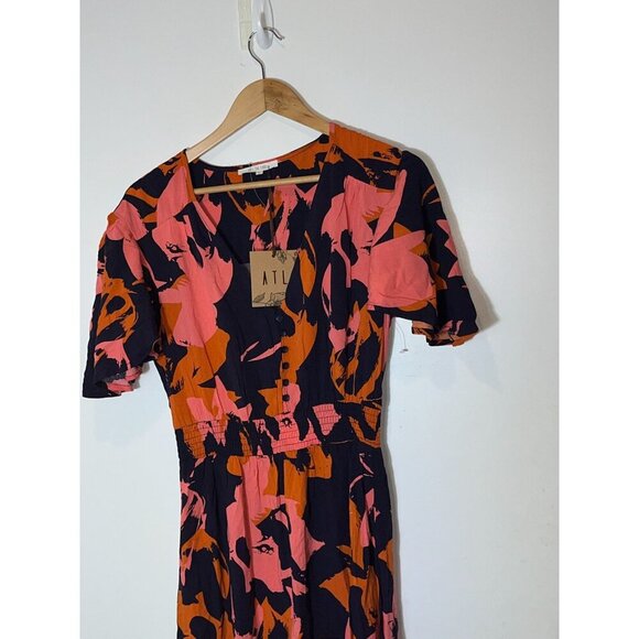 NWT Abel The Label Anthropologie Navy Pink Orange Hi Lo Clare Dress L Large Wome - Picture 3 of 12